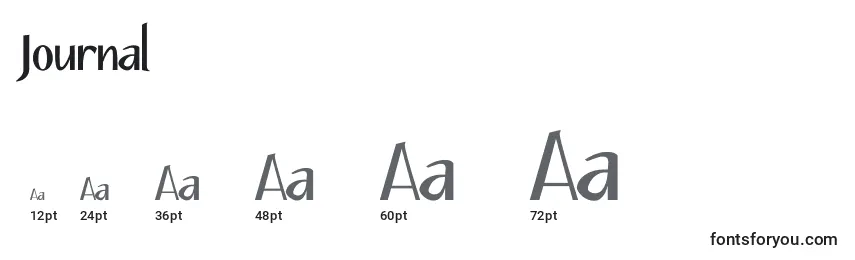 sizes of journal font, journal sizes