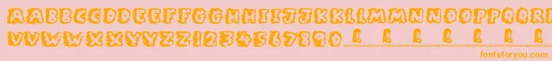 RockyBottoms-Schriftart – Orangefarbene Schriften auf rosa Hintergrund