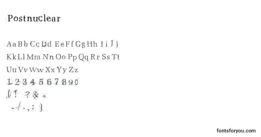 Шрифт Postnuclear – алфавит, цифры, специальные символы
