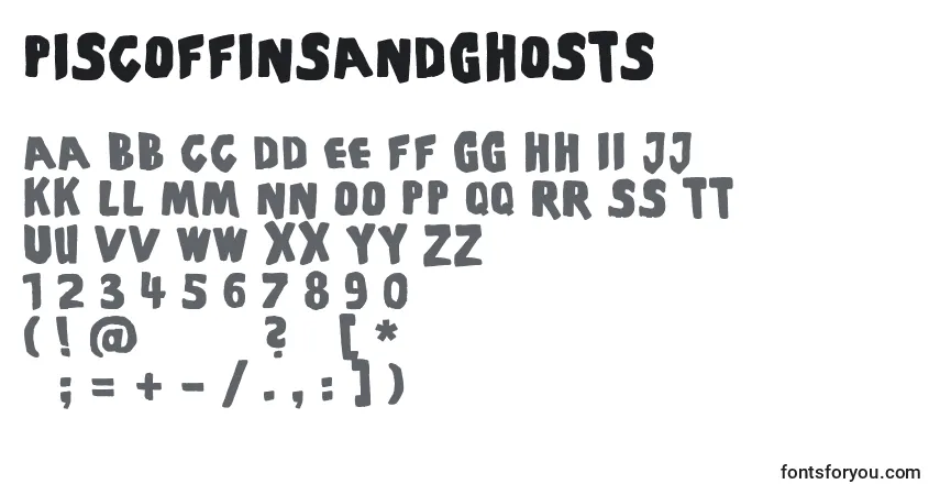 Piscoffinsandghosts-fontti – aakkoset, numerot, erikoismerkit