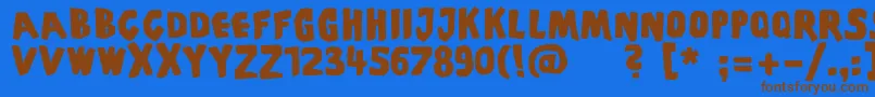 フォントPiscoffinsandghosts – 茶色の文字が青い背景にあります。