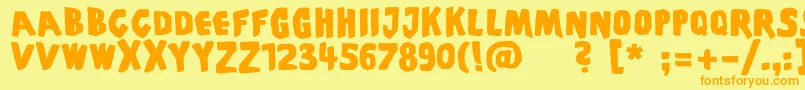 フォントPiscoffinsandghosts – オレンジの文字が黄色の背景にあります。
