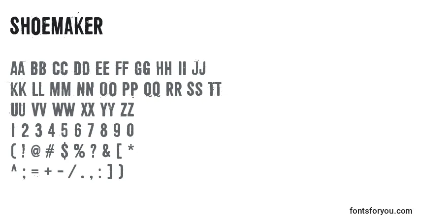 A fonte Shoemaker – alfabeto, números, caracteres especiais