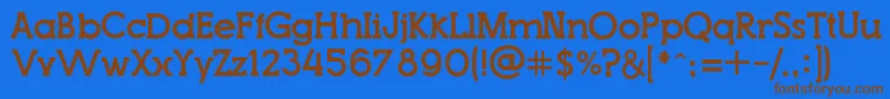 フォントTopModern – 茶色の文字が青い背景にあります。