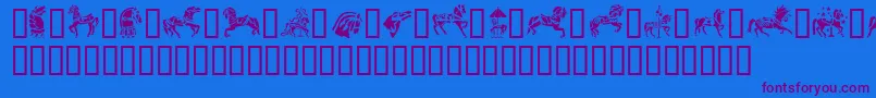 GeCarouselHorses-Schriftart – Violette Schriften auf blauem Hintergrund