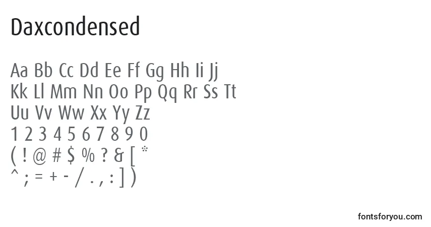 Daxcondensedフォント–アルファベット、数字、特殊文字