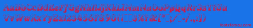 CabaretLetPlain.1.0 Font – Red Fonts on Blue Background