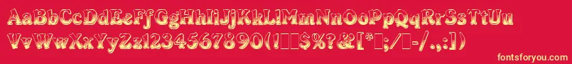 CabaretLetPlain.1.0 Font – Yellow Fonts on Red Background