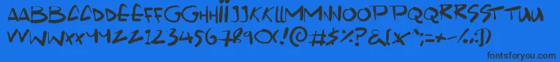 Scrawlamajig Font – Black Fonts on Blue Background
