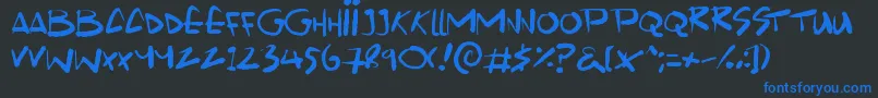 Scrawlamajig Font – Blue Fonts on Black Background