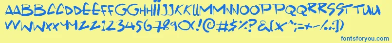Scrawlamajig Font – Blue Fonts on Yellow Background