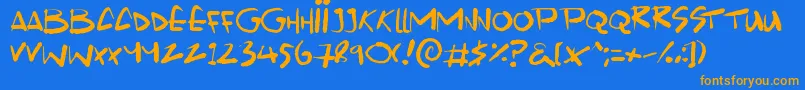 Scrawlamajig Font – Orange Fonts on Blue Background