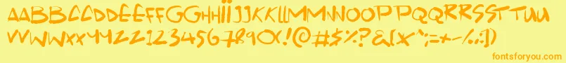Scrawlamajig Font – Orange Fonts on Yellow Background