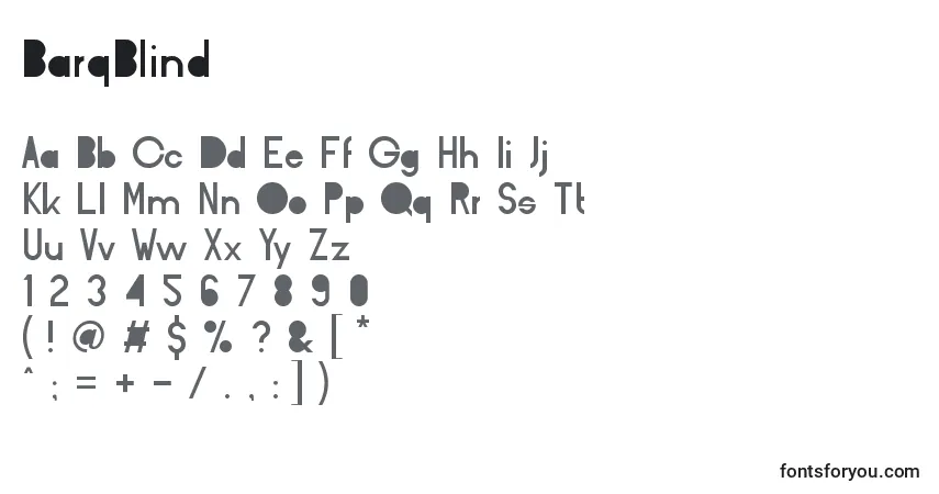 Czcionka BarqBlind – alfabet, cyfry, specjalne znaki