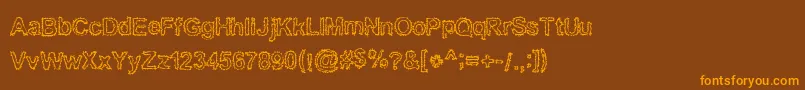 Bnkuktus-Schriftart – Orangefarbene Schriften auf braunem Hintergrund