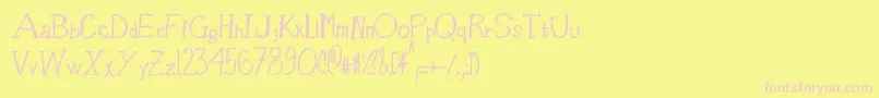 BasketOfCandy-Schriftart – Rosa Schriften auf gelbem Hintergrund