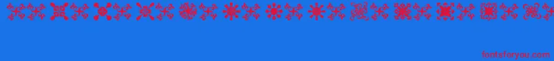 フォントFondiKpz – 赤い文字の青い背景
