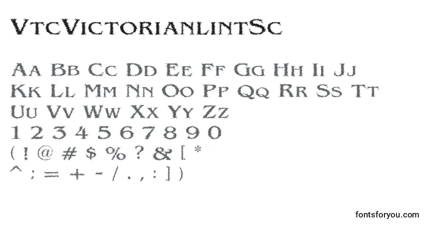 A fonte VtcVictorianlintSc – alfabeto, números, caracteres especiais
