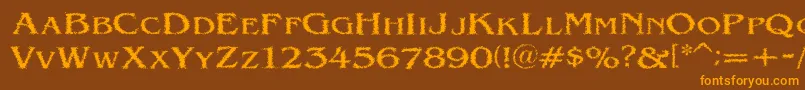 フォントVtcVictorianlintSc – オレンジ色の文字が茶色の背景にあります。