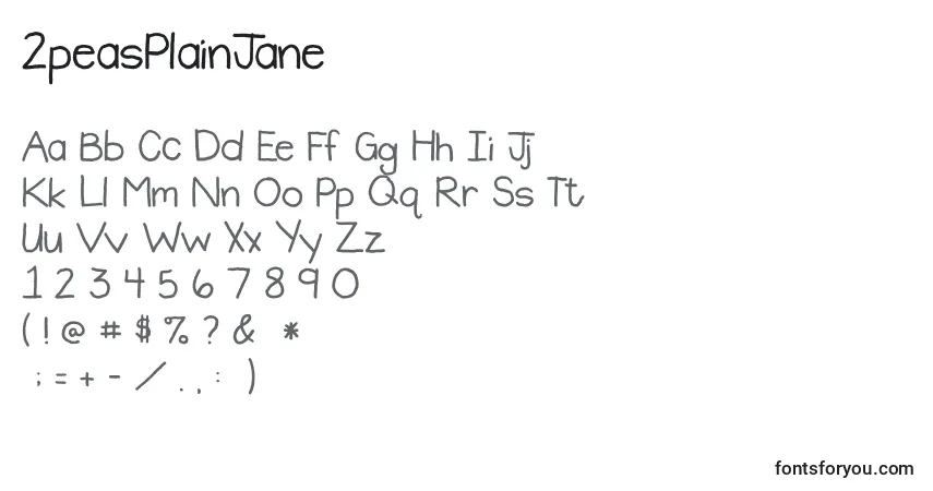 A fonte 2peasPlainJane – alfabeto, números, caracteres especiais