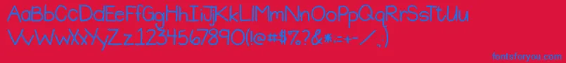 2peasPlainJane Font – Blue Fonts on Red Background