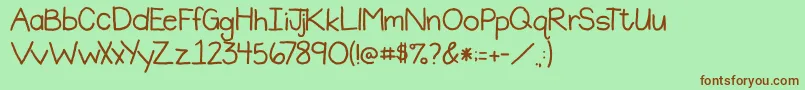 Шрифт 2peasPlainJane – коричневые шрифты на зелёном фоне
