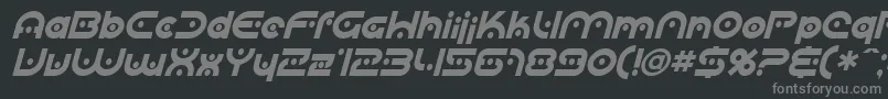 フォントSfplanetaryorbiter Italic – 黒い背景に灰色の文字