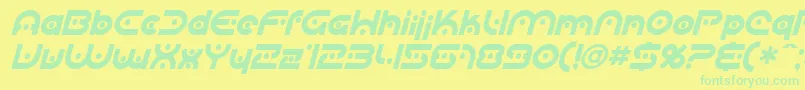 Fonte Sfplanetaryorbiter Italic – fontes verdes em um fundo amarelo