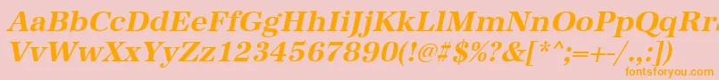 フォントAntiquastdBolditalic – オレンジの文字がピンクの背景にあります。