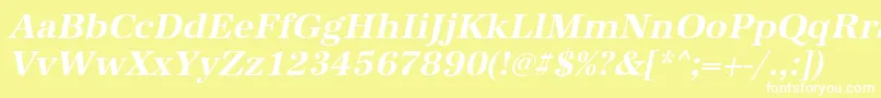 AntiquastdBolditalic-Schriftart – Weiße Schriften auf gelbem Hintergrund