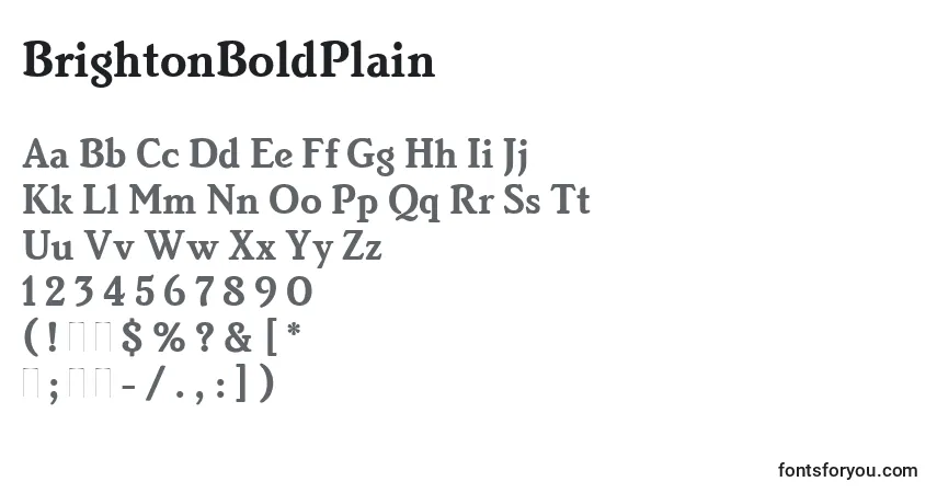 Czcionka BrightonBoldPlain – alfabet, cyfry, specjalne znaki