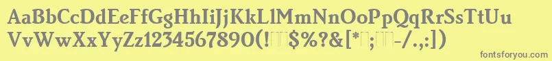 BrightonBoldPlain-Schriftart – Graue Schriften auf gelbem Hintergrund