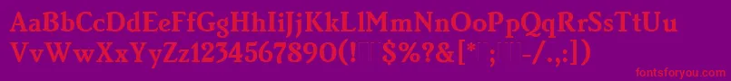 BrightonBoldPlain-Schriftart – Rote Schriften auf violettem Hintergrund