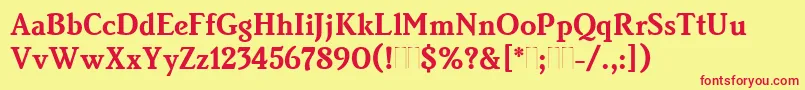 BrightonBoldPlain Font – Red Fonts on Yellow Background