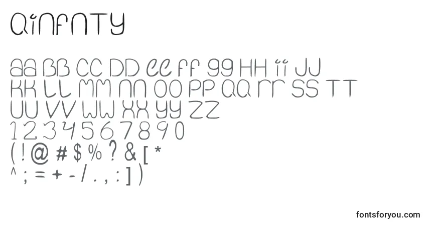 A fonte Qinfnty – alfabeto, números, caracteres especiais