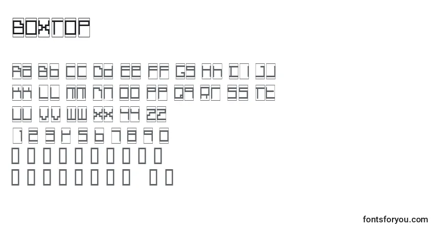 Schriftart BoxTop – Alphabet, Zahlen, spezielle Symbole