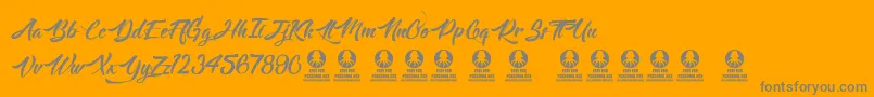 Langoustine-Schriftart – Graue Schriften auf orangefarbenem Hintergrund