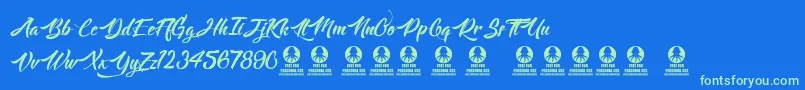 Langoustine Font – Green Fonts on Blue Background