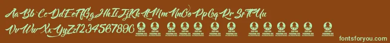 Langoustine Font – Green Fonts on Brown Background