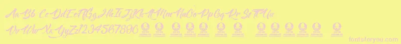 Langoustine Font – Pink Fonts on Yellow Background