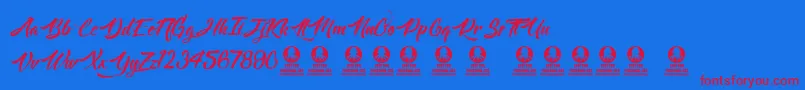 Langoustine Font – Red Fonts on Blue Background
