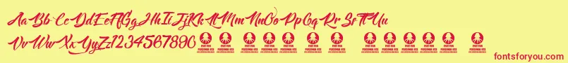 Langoustine Font – Red Fonts on Yellow Background