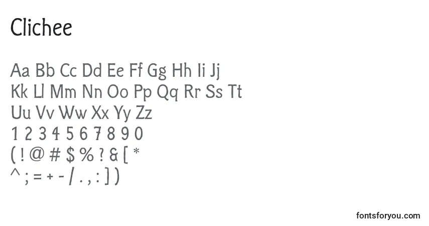 Шрифт Clichee – алфавит, цифры, специальные символы