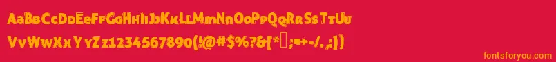 Funnytrip-Schriftart – Orangefarbene Schriften auf rotem Hintergrund