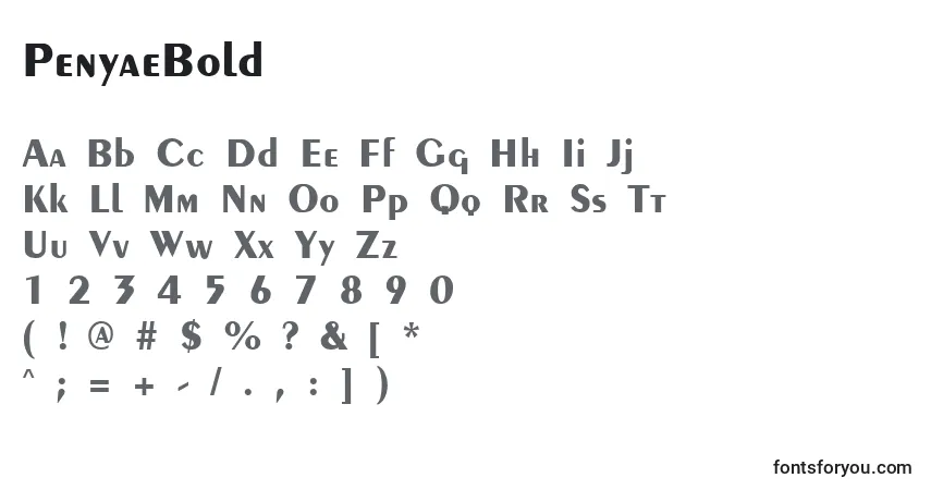 Schriftart PenyaeBold – Alphabet, Zahlen, spezielle Symbole