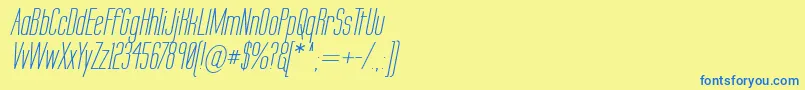 フォントLabtseci – 青い文字が黄色の背景にあります。