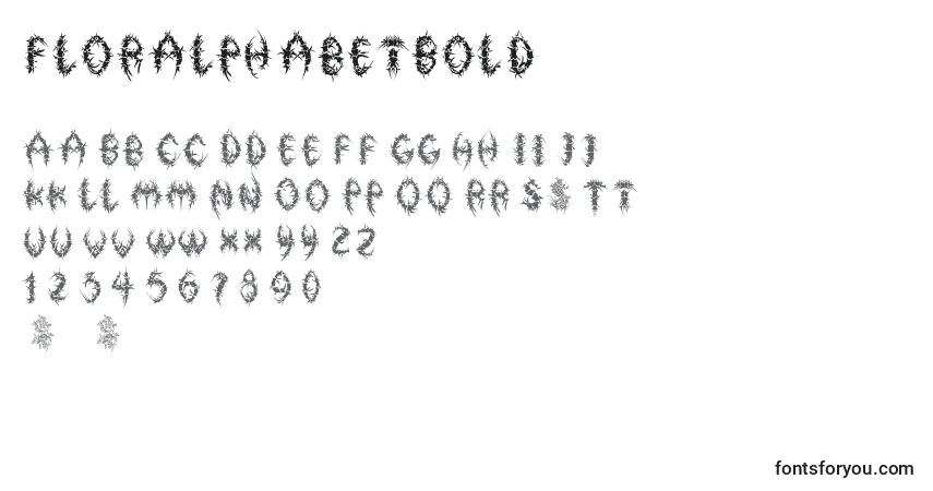 Schriftart FloralphabetBold – Alphabet, Zahlen, spezielle Symbole