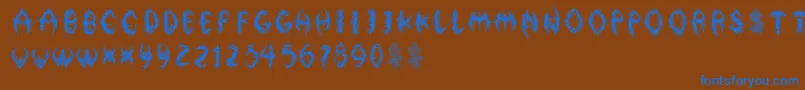 FloralphabetBold-Schriftart – Blaue Schriften auf braunem Hintergrund
