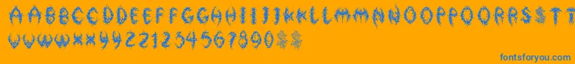 FloralphabetBold-Schriftart – Blaue Schriften auf orangefarbenem Hintergrund