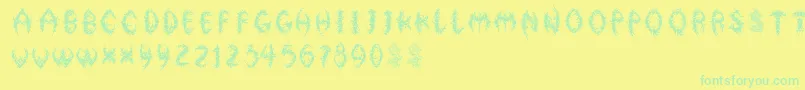 Czcionka FloralphabetBold – zielone czcionki na żółtym tle